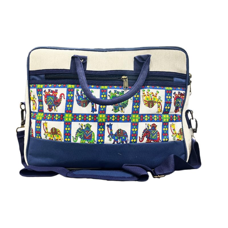 Maresse Blue Rajasthani Print Jute Office Bag for Men and Women - Professional 16 Inch Laptop Bag with Detachable Strap - Eco-Friendly and Stylish Briefcase for Work, Travel and Everyday Use. (B0DGQXCG1D) Amazon Price History, Amazon Price Tracker