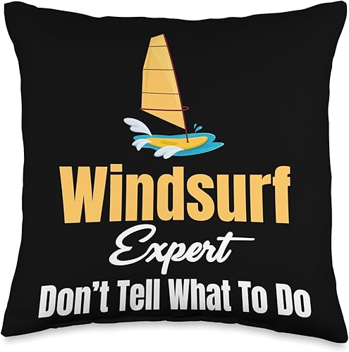 Miniatura 4 de Windsurf Expert Don't Tell Me What to Do Boardsailing Throw Pillow, 18x18, Multicolor