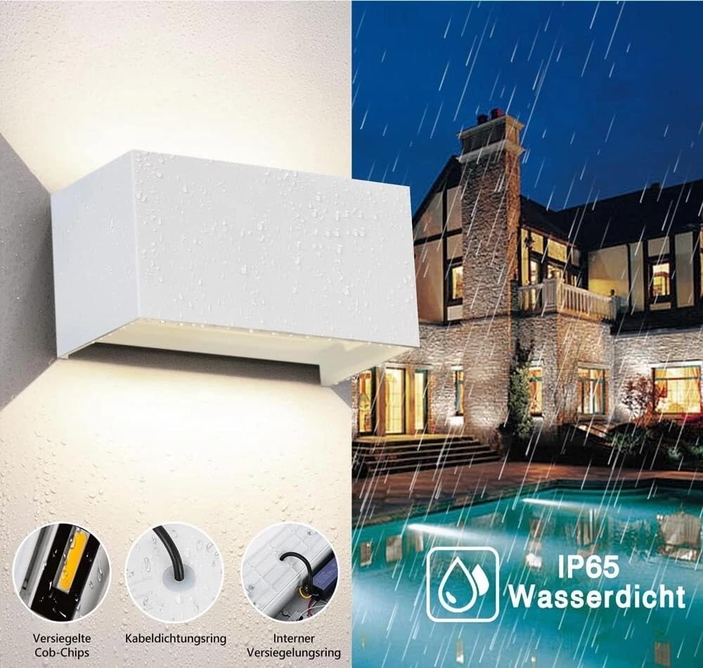 Applique led luce bianca lampada da parete doppia emissione faretto 24 w bianco