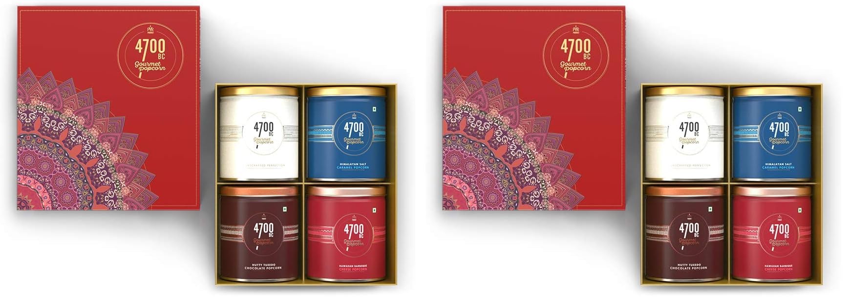 4700BC Gourmet Popcorn Gift Box (4 Tins – BBQ Cheese, Salted Caramel, Mocha Walnut & Nutty Tuxedo Chocolate, 460g) | Premium Sweet & Savoury Gift Set (Pack of 2)-image-5