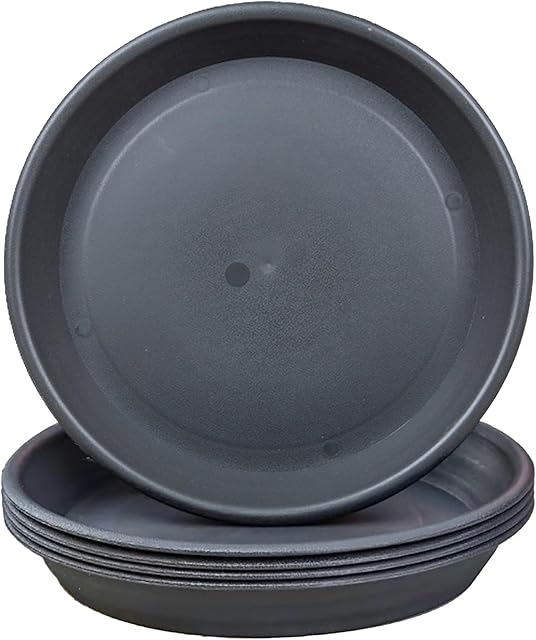 FREEGDN Plant Saucer 5Pcs Outer Diameter 38cm Inner Diameter 32cm Plastic Plant Pot Saucers Trays Indoor Outdoor Grey
