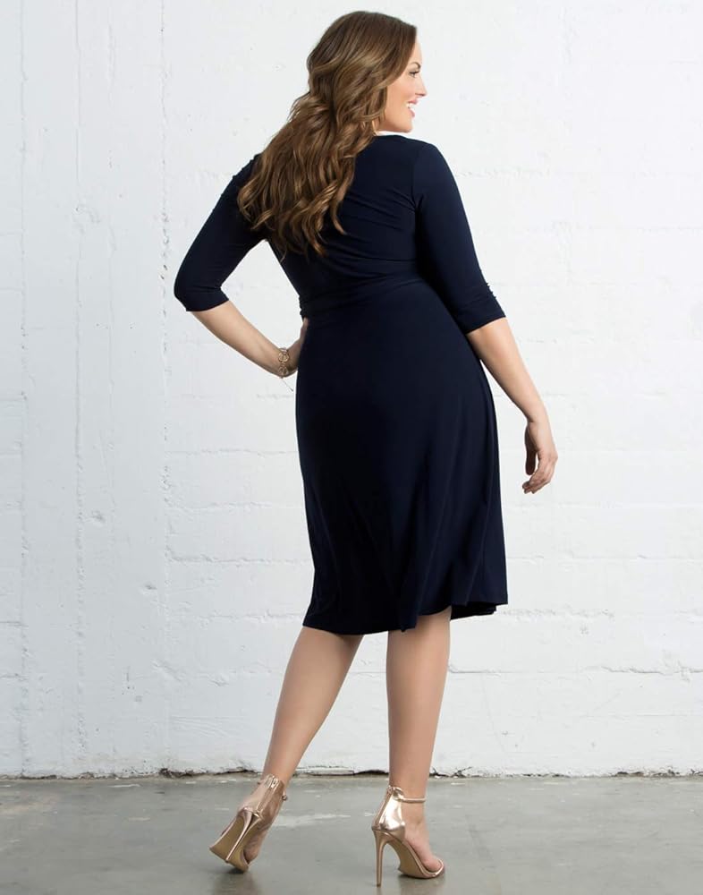 Kiyonna Women's Plus Size Sweetheart Knit Wrap Dress 5X Plum Kiyonna Women\u0027s Plus Size Sweetheart Midi Cocktail Wrap Dress