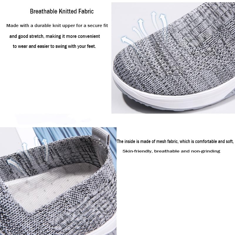 RiceelSor Women's Orthopedic Mesh Air Cushion Walking Shoes Casual Slip-on Platform Sneakers Breathable Arch Support Wedge Loafers4