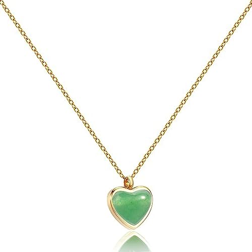Jade Heart Necklace for Women,Mothers Day Necklace18K Gold Heart Necklace for Women as Jade Jewelry for Women or Green Necklace for Birthday Gifts