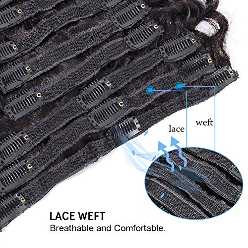 Brazilian Virgin Human Hair Deep Curly Clip In Hair Extensions 8A Unprocessed Remy Hair Deep Wave Curly Hair Clip In Extensions Natural Color For Black Woman 10Pcs/Set 120Gram(20) - Thumbnail 4