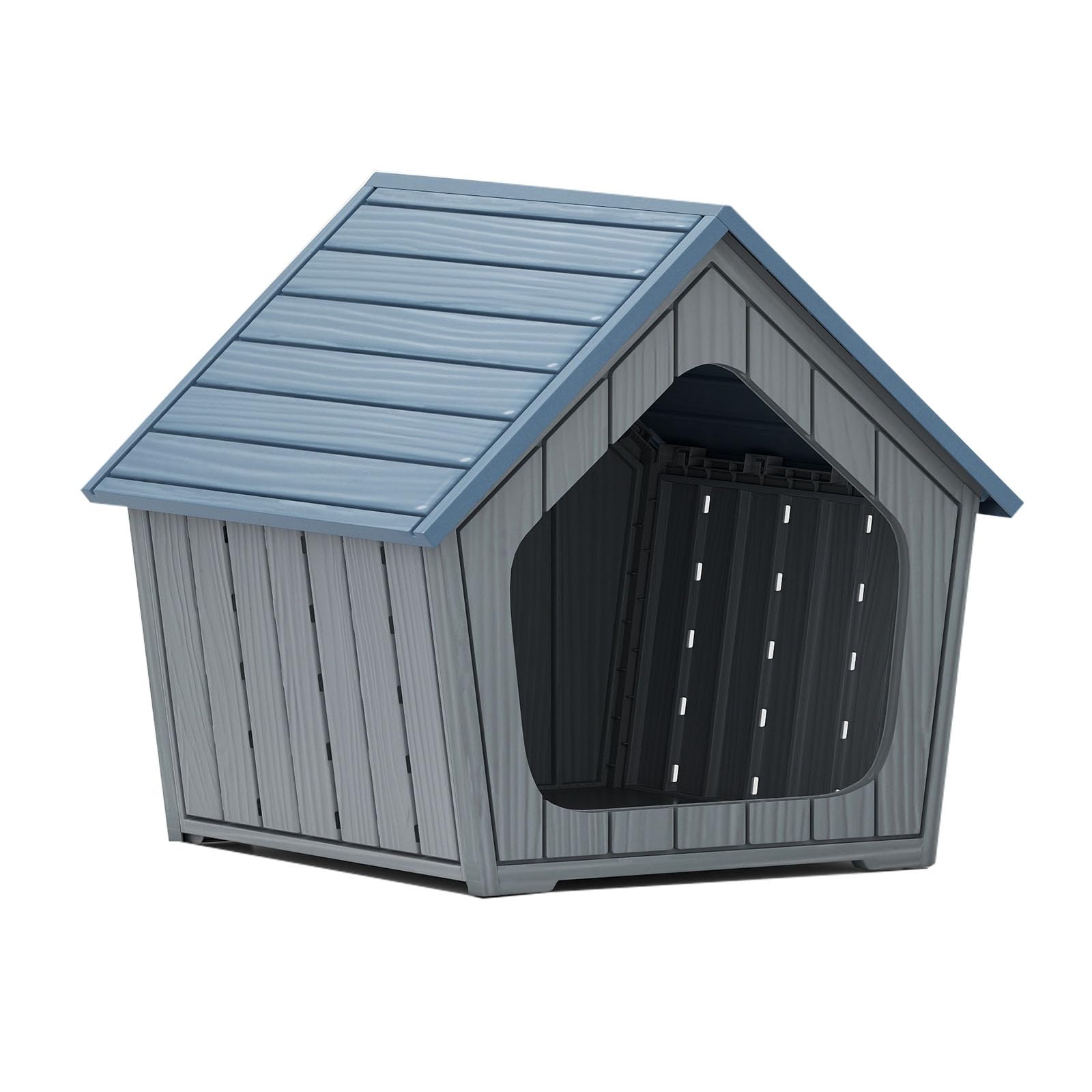 COSTWAY Plastic Dog House, Indoor Outdoor Cat House Condo with Sloping Roof & Air Vents, Weather-Resistant Pet Shelter Kennel for Cats Small Dogs Cats Rabbits, 59.5 x 57 x 58cm