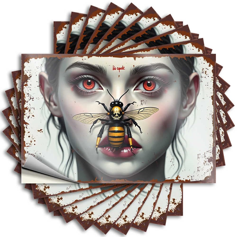 Lettering Sticker Back Porch Decor Easy Apply | Bee-utiful: A Unique Portrait Featuring A Woman with A Bee On Her Feminist Helmet Peel and Stick(12X18CM)