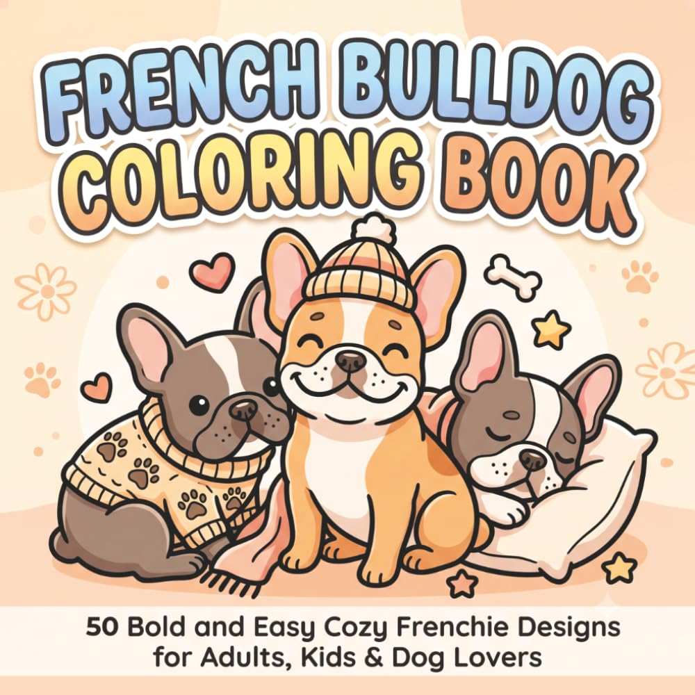 French Bulldog Coloring Book: 50 Bold and Easy Cozy Frenchie Designs for Adults, Kids & Dog Lovers – Single-Sided Pages, No Repeats, Perfect Gift