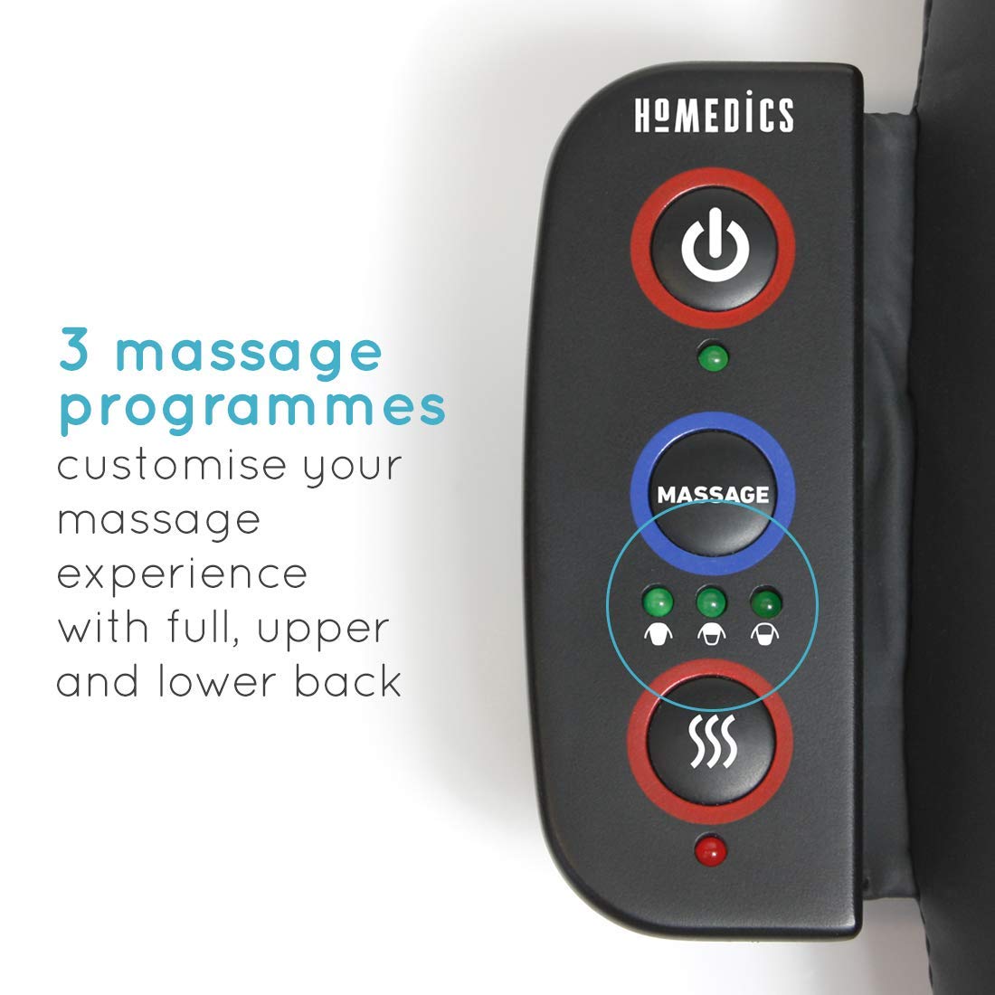 HoMedics Shiatsu Masseur Dos et Épaules - Chaise de Massage Réglable - Soulage les Rigidités / Tension - Relaxation Pleine Muscles du Haut + du Bas du Dos - Rouleau Vibration - Noir