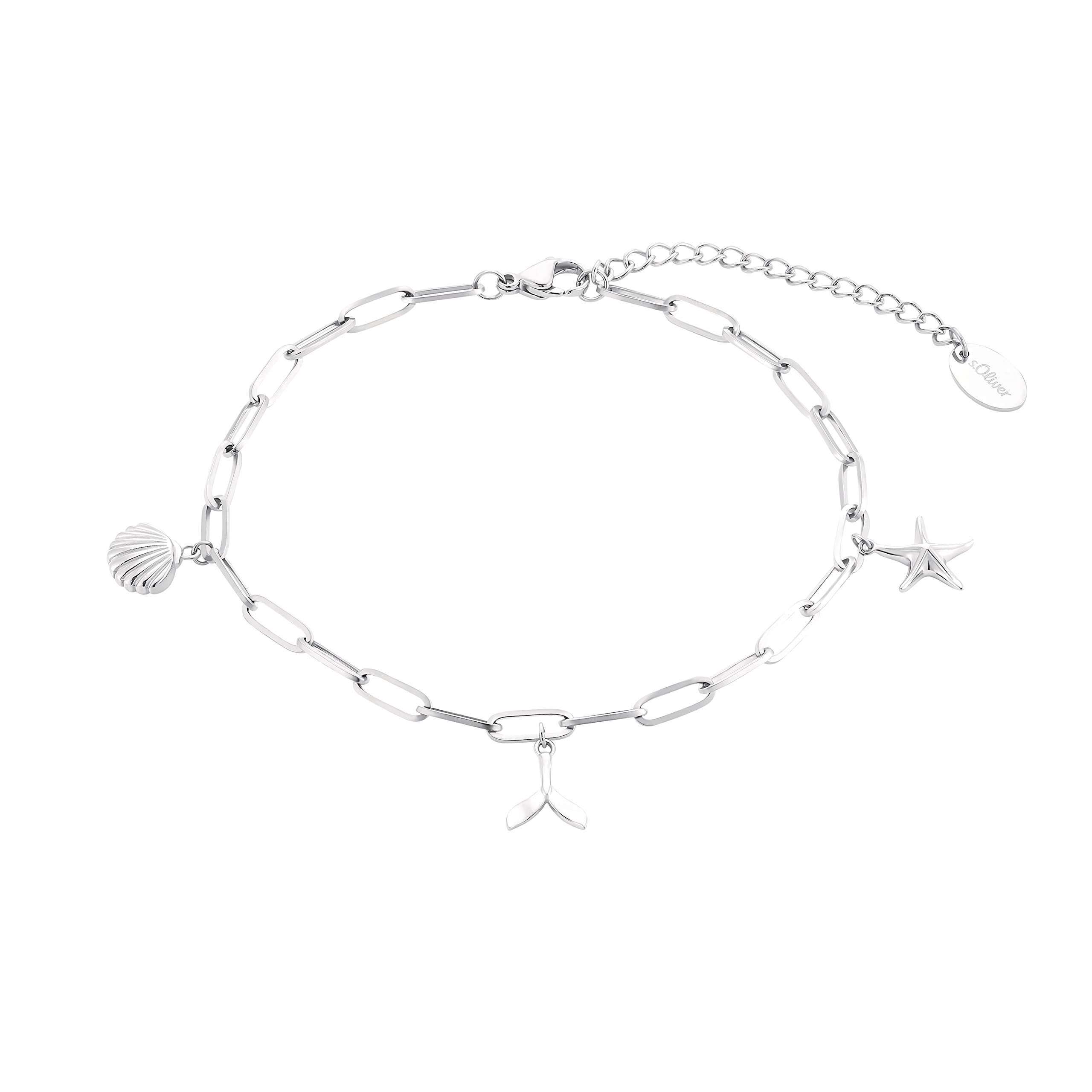 s.Oliver Tobillera de plata de ley 925/acero inoxidable para mujer, joyería de verano, viene en caja de regalo