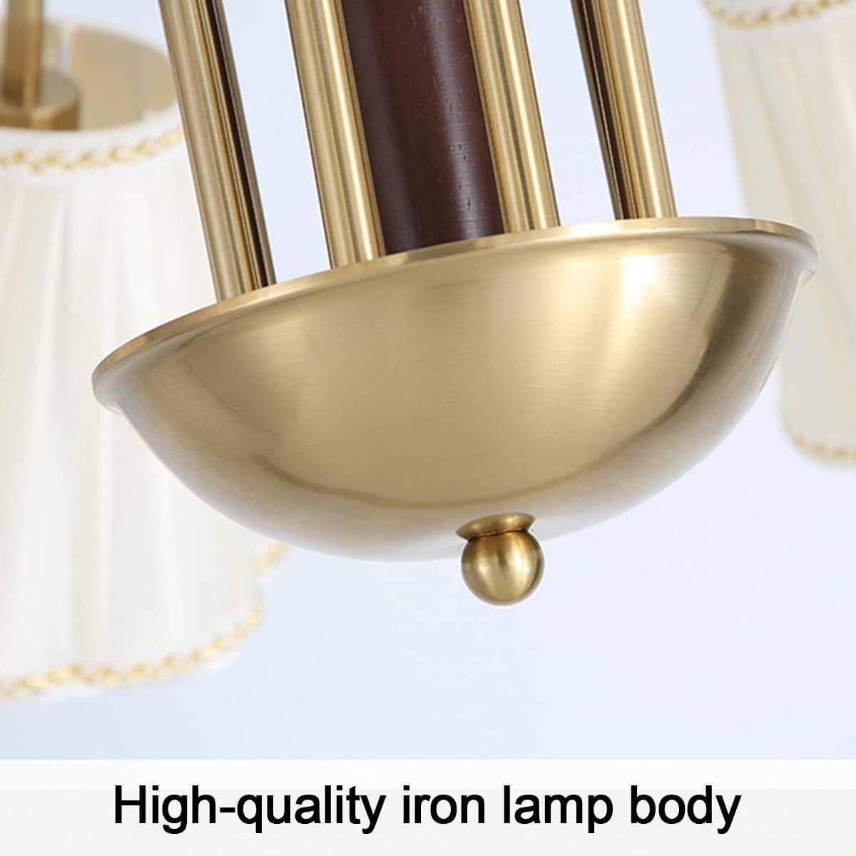 lustre, Lustre vintage en fer et tissu à 5 lumières, grand modèle(5 light)
