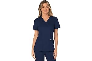 Scrubs for Women Mock Wrap Top with 3 Pocket