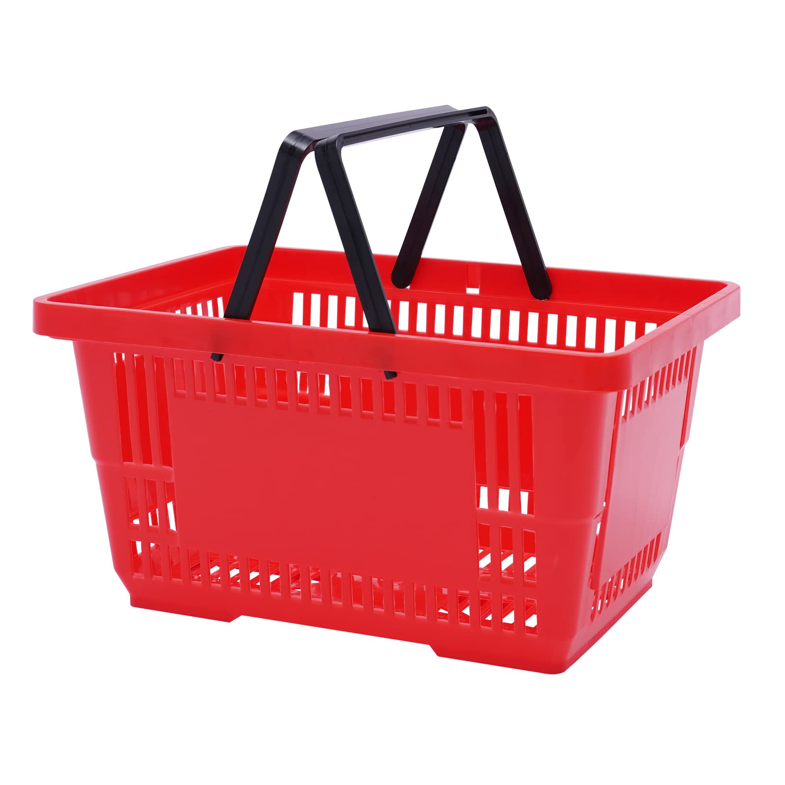 12 cesti per la spesa, impilabili, in plastica, 18 l, 2 manici | Cestino in plastica impilabile per supermercato, casa, picnic, giardino, negozio, supermercato, cestino per la raccolta