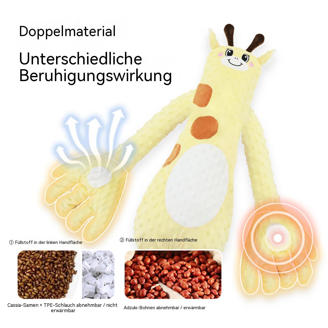 MEIION Klopf-Kissen 62cm – Interaktives Plüschkissen mit verstellbaren Modi & Fernbedienung, Einschlafhilfe, hautfreundlich, ergonomisches Schlafkissen