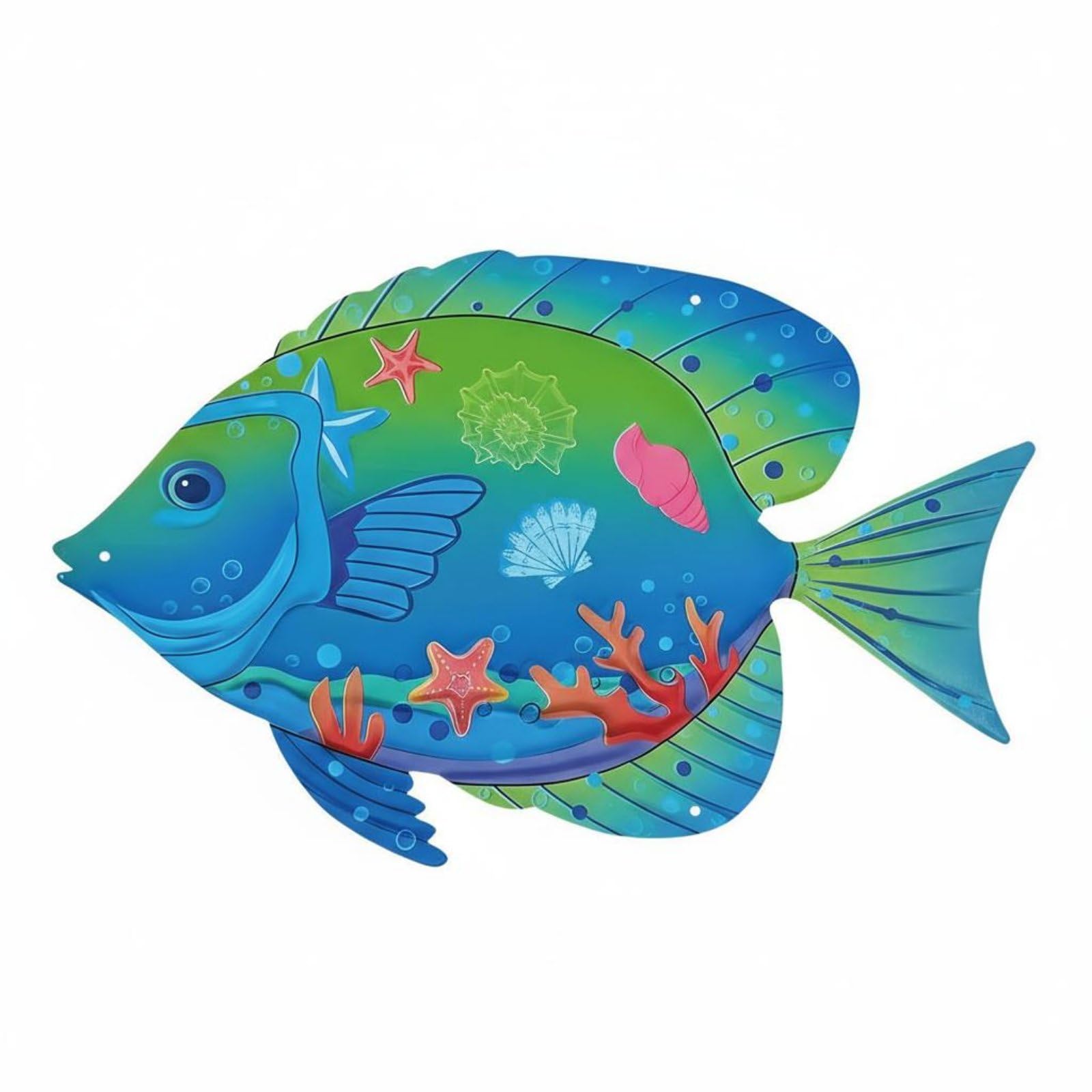 4 Pieces Metal Marine Creature Wall Art Easy to Hang Colorful Marine Creature Wall Decor Set Nautical Hanging Decoration Indoor, Ptqs836A|Fish-image-33