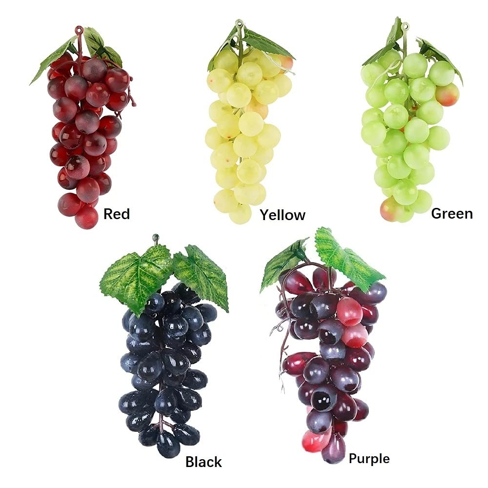 YANGMEI 5pcs Artificial Grape Bunches, Lifelike Rubber Fake Grapes Clusters for Wedding Home Indoor Outdoors Party Table Decoration Garden Wall Decoration Fruits Hanging Ornaments Photography Props