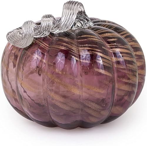 Boston International Calabaza decorativa de vidrio de mesa, 8.5 x 7 pulgadas, malva suave