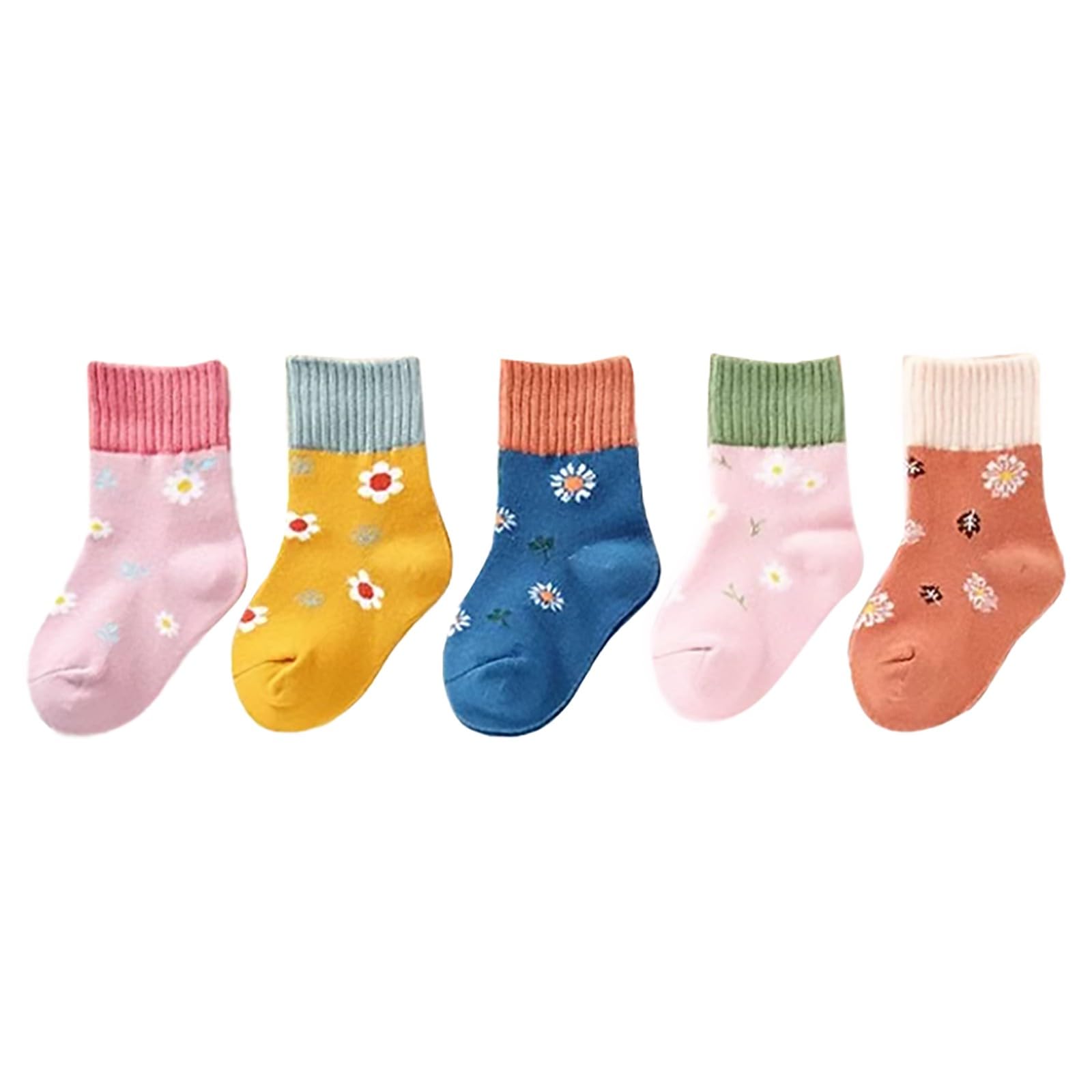 RNTOP Unisex Baby Socks 5 Pairs Toddler Kids Boy Girl Non Slip Crew Socks Infant Cartoon Floor Socks Casual (Pink, 9-12 Years)