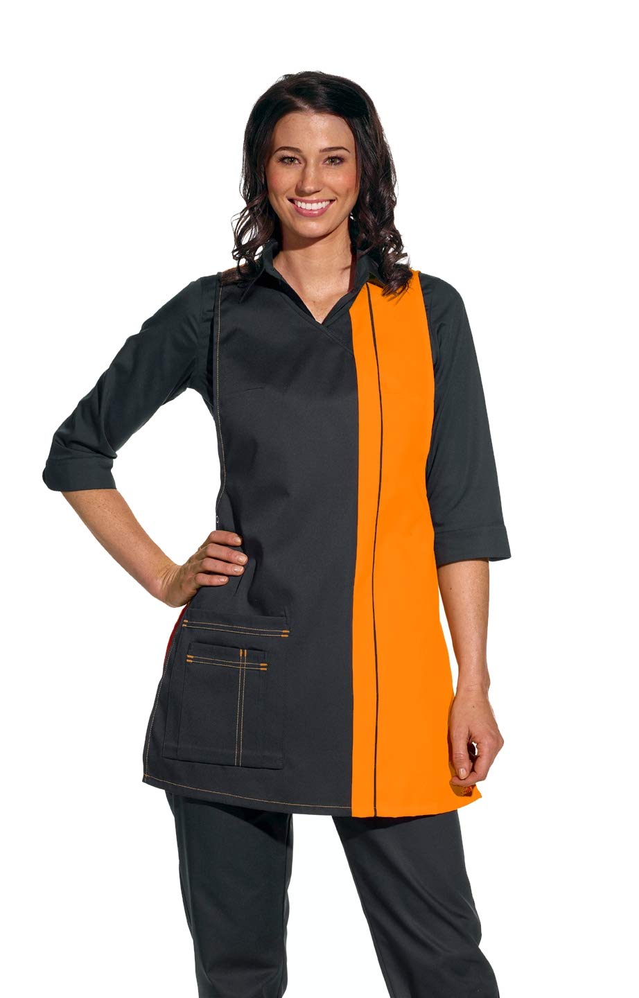 Grembiule con casula da donna II = 42-48 nero/arancione