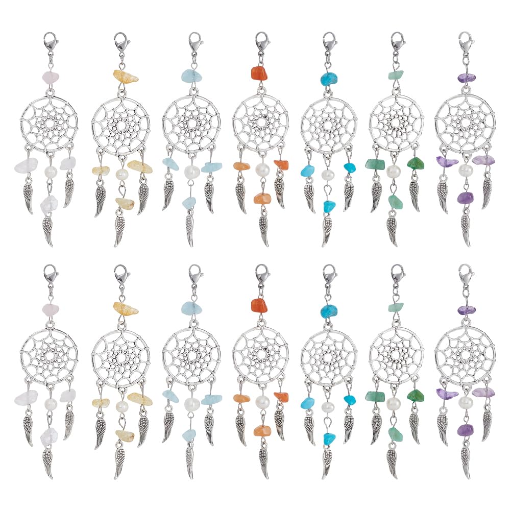 14 Charmes Attrape-Rêves En Pierre De Goldstone - Pendentifs Pour Fabrication De Bijoux, Porte-Clés