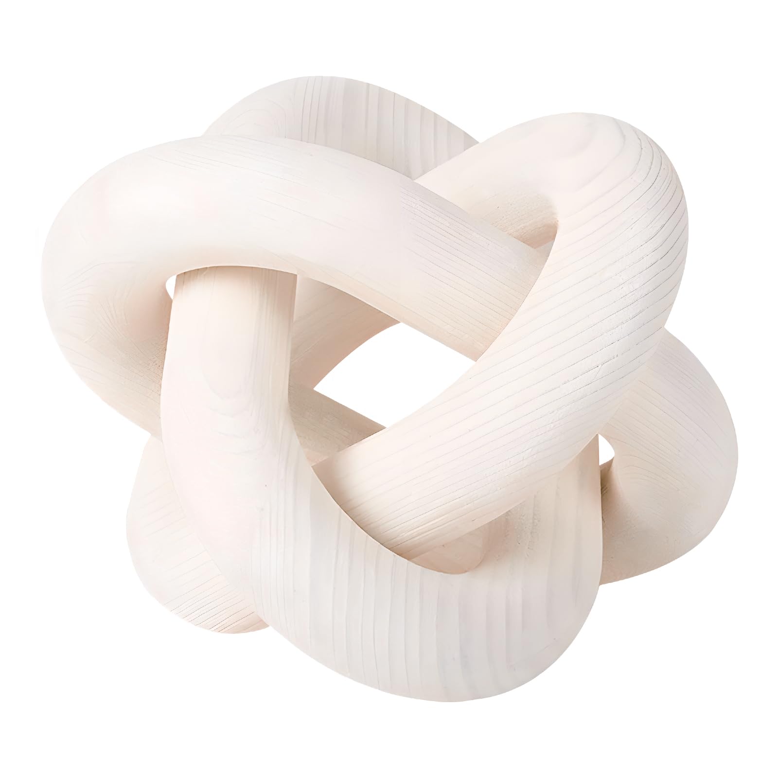 F Fityle Bohemio Eslabón de la cadena de madera Nudo Escultura Decoración Pieza central de madera Artesanía Estante Decoración Decorativo para Chimenea Fiesta, blanco