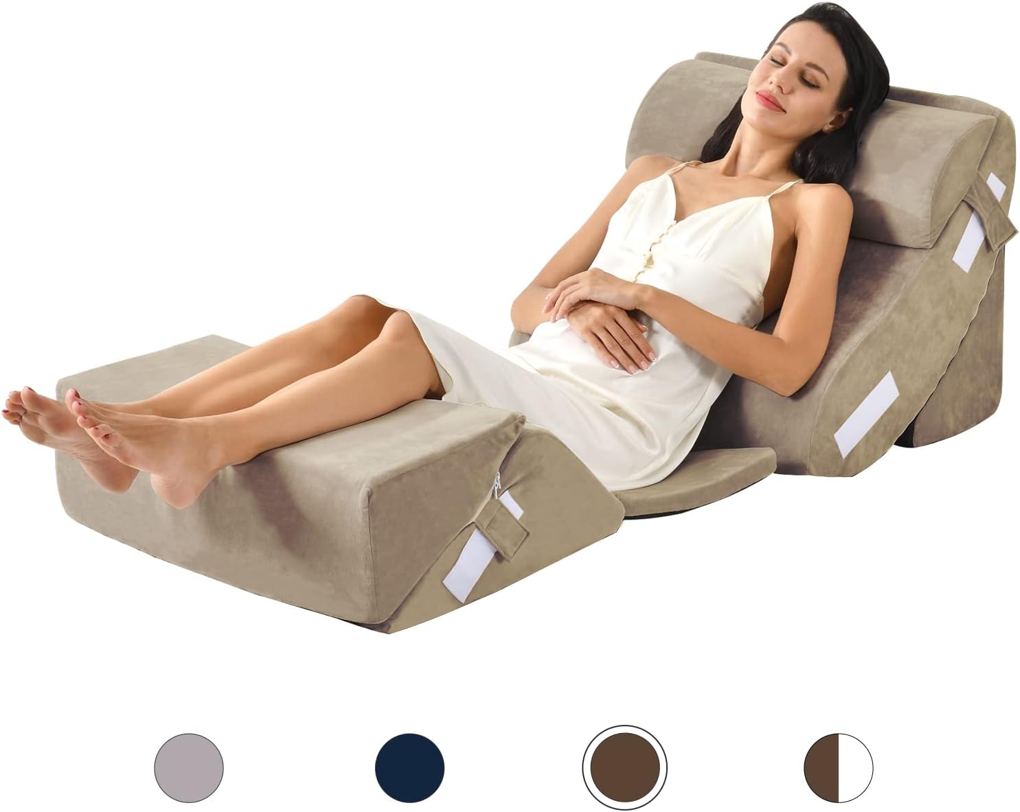 6PCS Orthopedic Bed Wedge Pillow Set, Adjustable Memory Foam Pillow Wedge for Post Surgery, Back, Leg and Neck Pain Relief & Heartburn, Anti Snoring, Acid Reflux, Sleeping | Machine Washable Cover