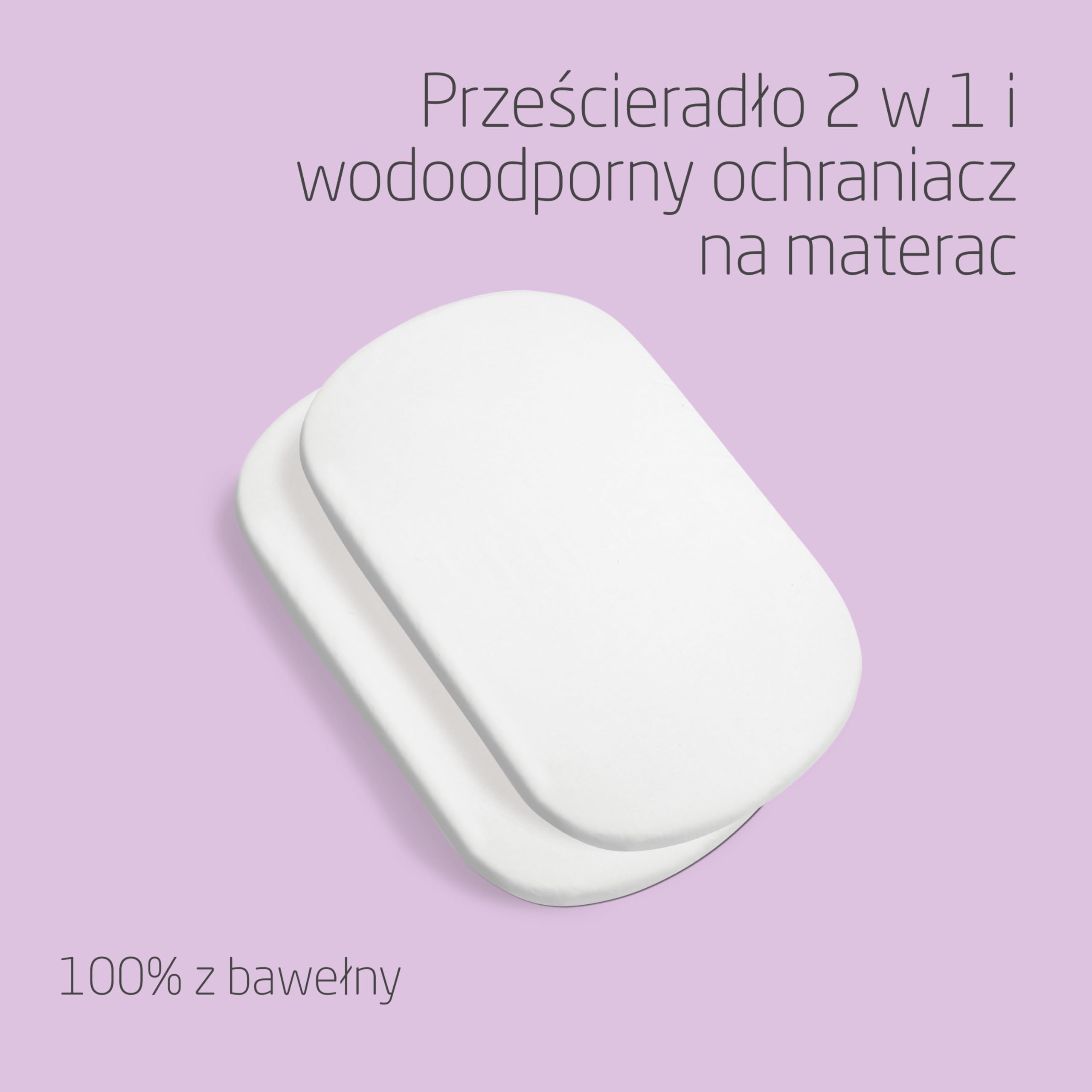 Maxi-Cosi Iora Wodoodporne Prześcieradła, Pościel do Łóżeczka, Wodoodporny Ochraniacz na Materac i Prześcieradła z Gumką do Dostawki Maxi-Cosi Iora i Tori, Zestaw 2 szt., Biały