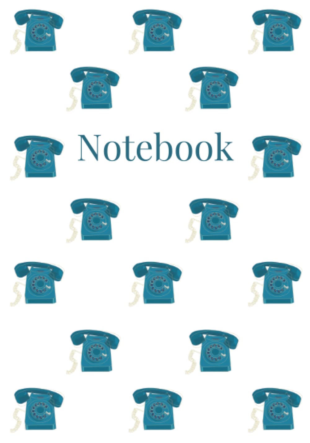 Notebook: Teal telephone pattern, paperback, lined white pages