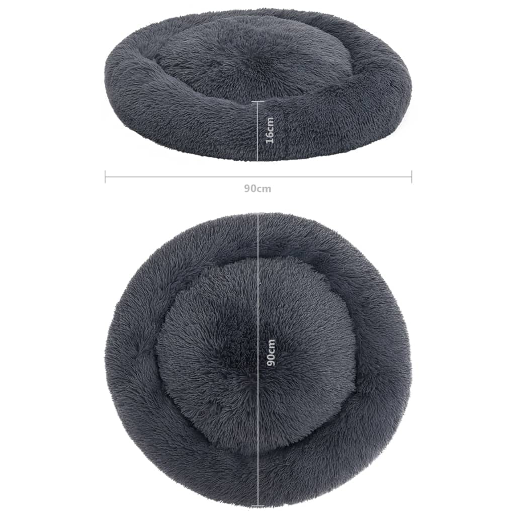 vidaXL Cojín Lavable para Perros y Gatos Felpa Gris Oscuro 90x90x16 cm Colchón
