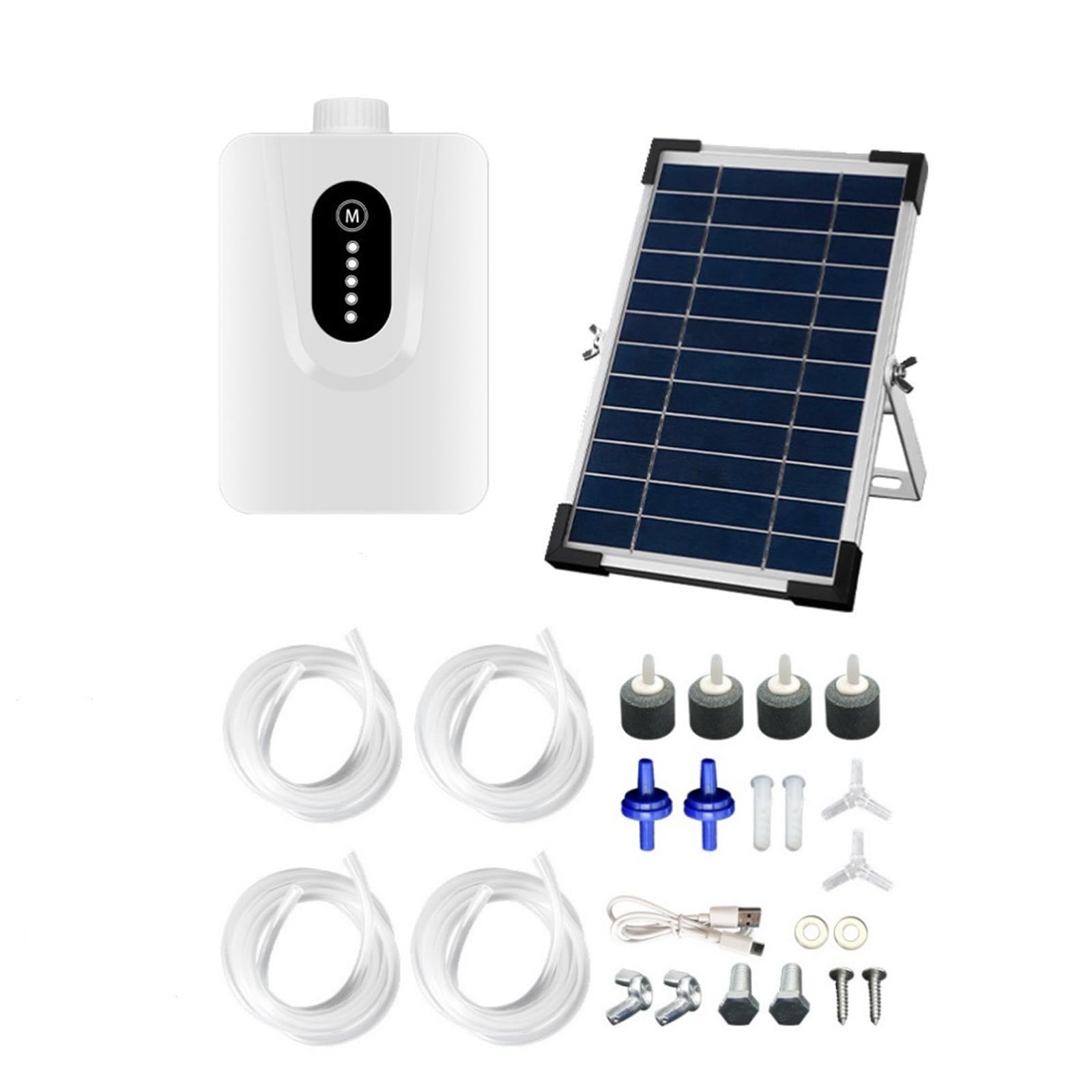 Aérateur solaire pour réservoirs comprenant 4 compresseurs d'air et une batterie de 6000 mAh fournissant de l'O2 24 fois par jour, quatre mille petits réservoirs sauvages, facile à organiser