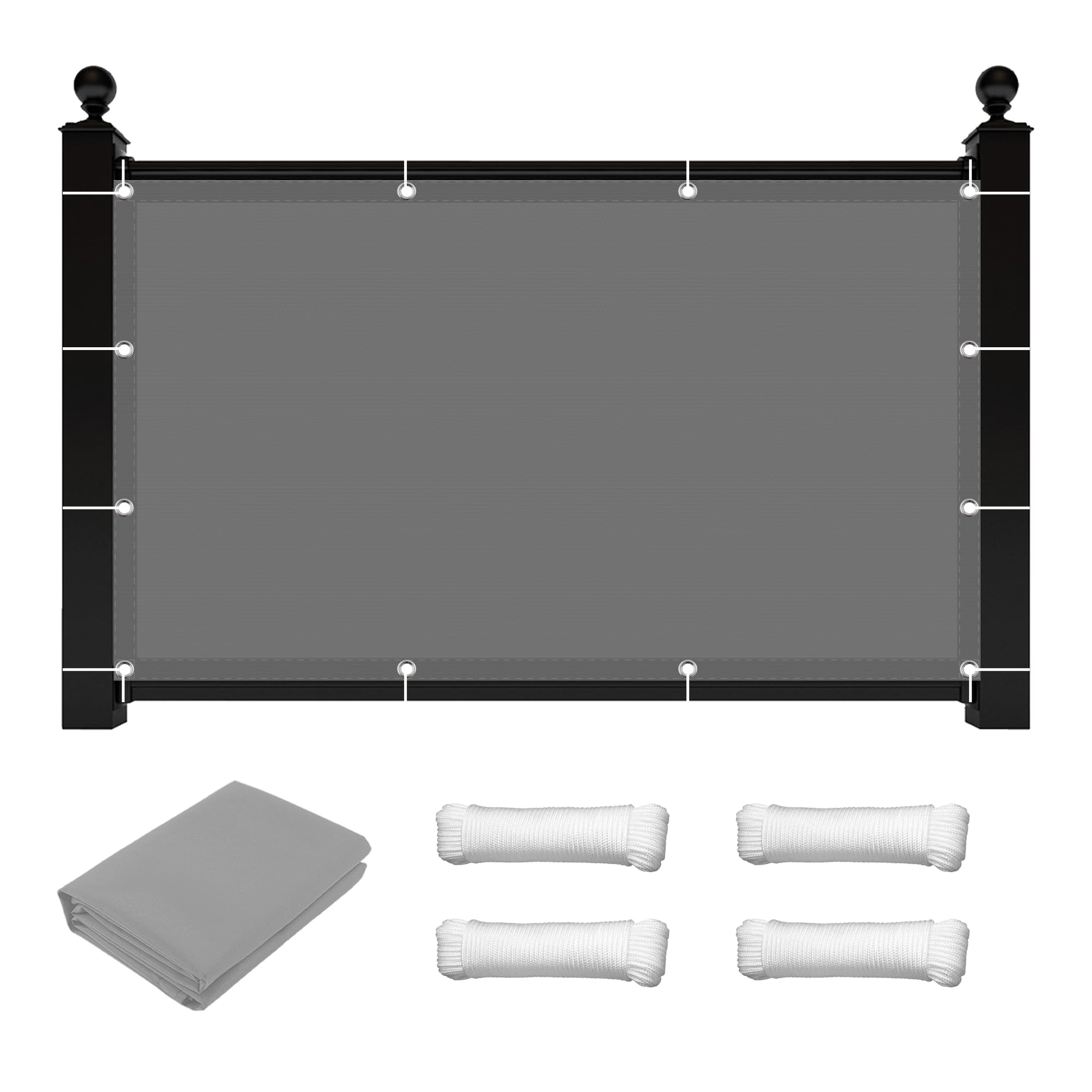 Toile ombrage rectangulaire 1.8 x 2.8 m gris clair avec corde libre pour patio