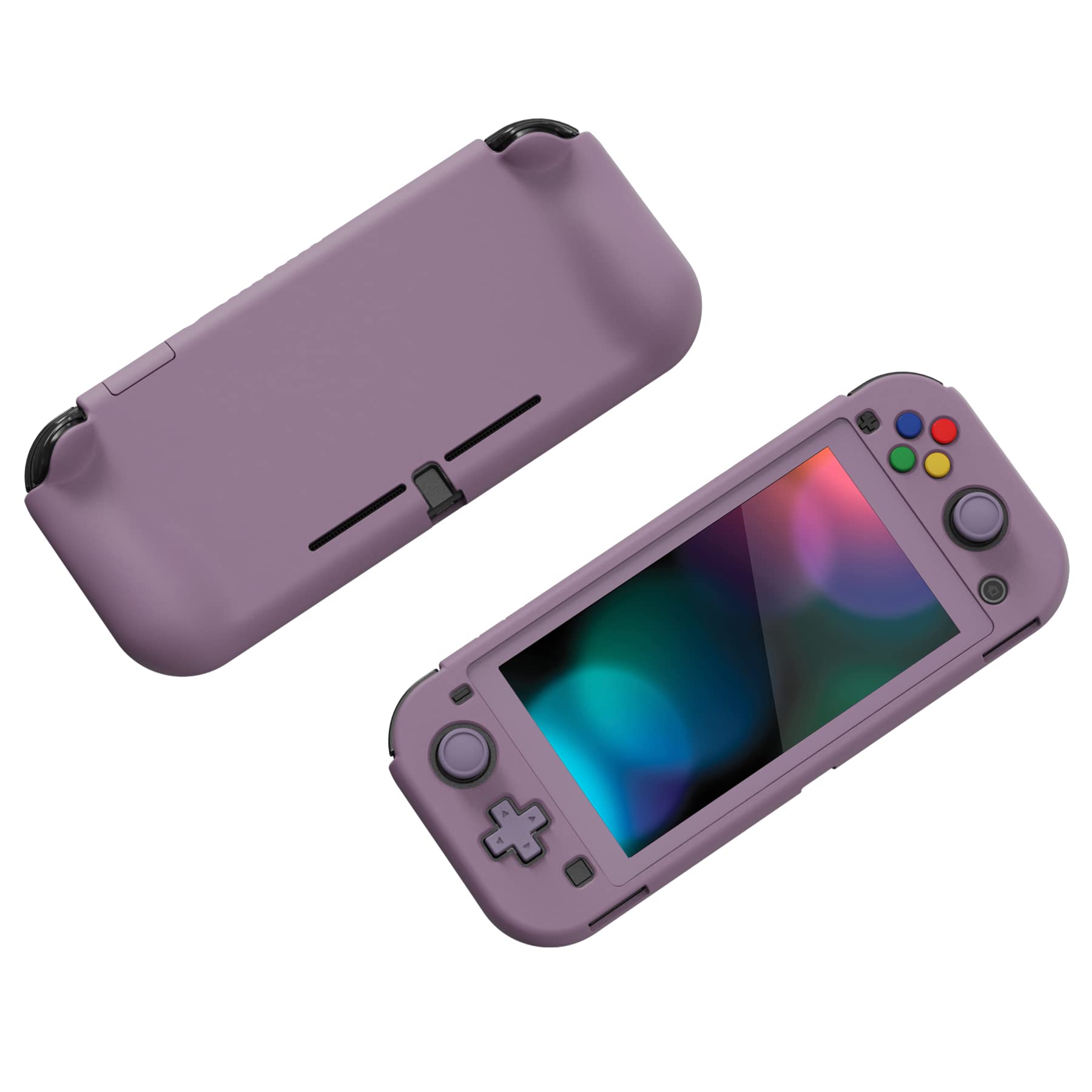 playvital ZealProtect Protective Case for Nintendo Switch Lite, Hard Shell Grip Cover for Nintendo Switch Lite w/Screen Protector & Thumb Grip Caps & Button Caps - Dark Grayish Violet - 5
