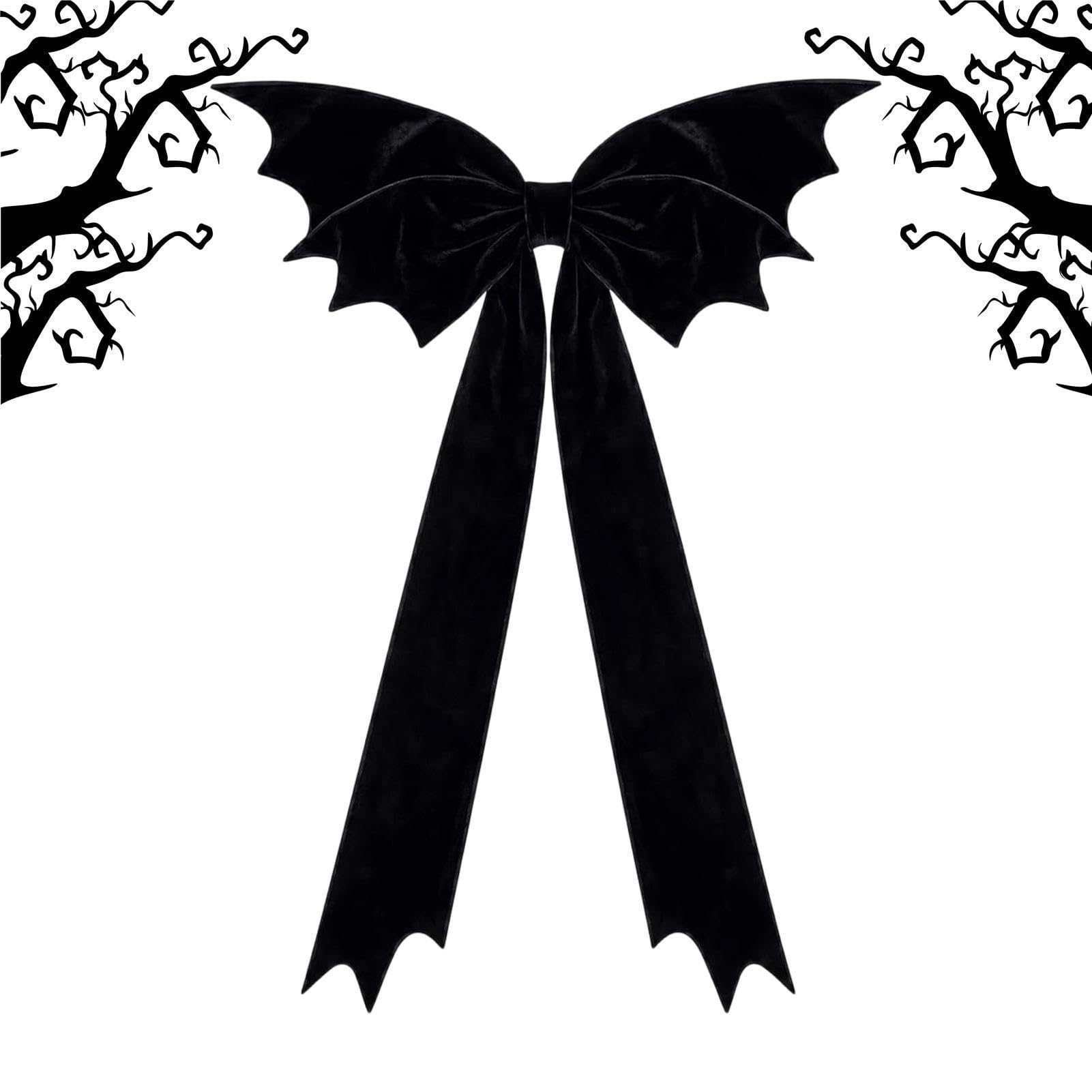 Decoración para bodas góticas y fiestas con lazo de murciélago negro de 115 x 69 cm
