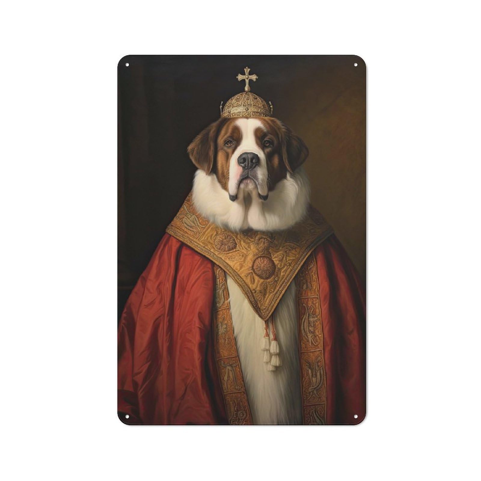Junmoney Style-10 Retro Tin Sign 30X20cm Featuring Saint Bernard The Pope For Workshop Wall, Gift For Makers And Diy Enthusiasts During The Christmas Season