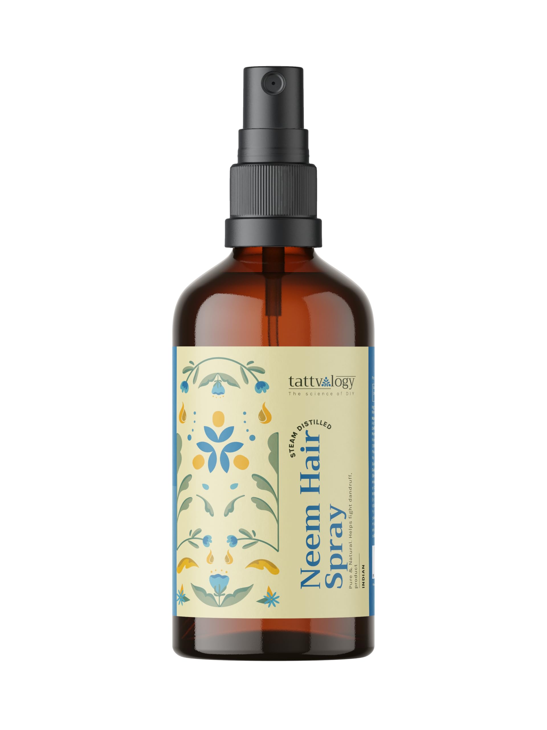 Tattvalogy Pure Neem Hair Spray | Steam Distilled from Fresh Neem Leaves | Reduces Dandruff, Soothes Itchy Scalp & Prevents Infections | Alcohol-Free Leave-In Scalp Tonic | For Flaky, Oily Scalp | 100ml Glass Spray Bottle-image-48