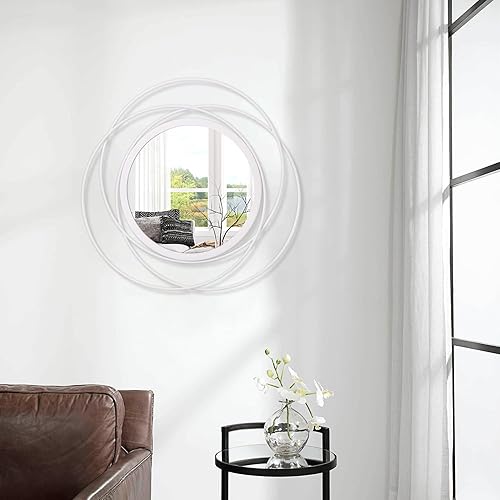 Miniatura 4 de Espejos redondos blancos para montar en la pared, con marco de metal, modernos espejos artísticos para decoración del hogar, pasillo, baño,