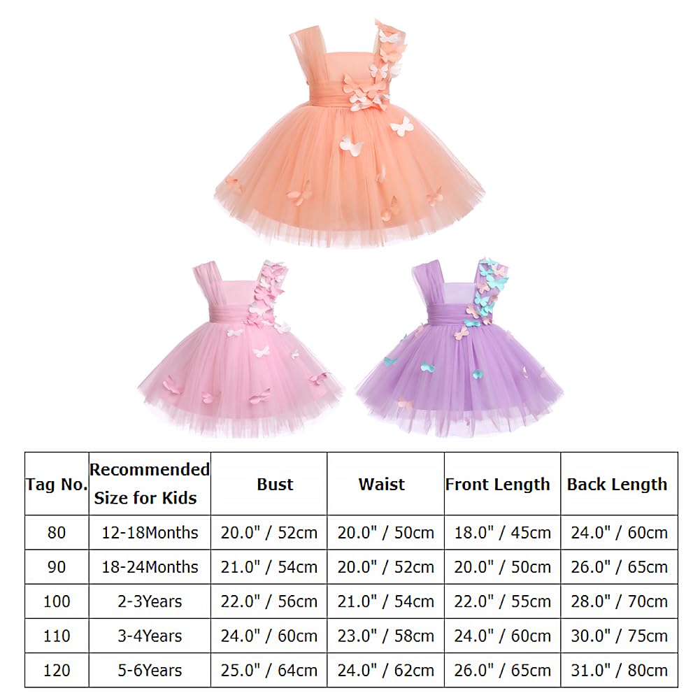 FYMNSI Robe de Fête pour Bébé Princesse Robe de Baptême Petits Enfants Papillon Robe de Fête Mariage Anniversaire Robe de Tulle Formelle Robe de Soirée