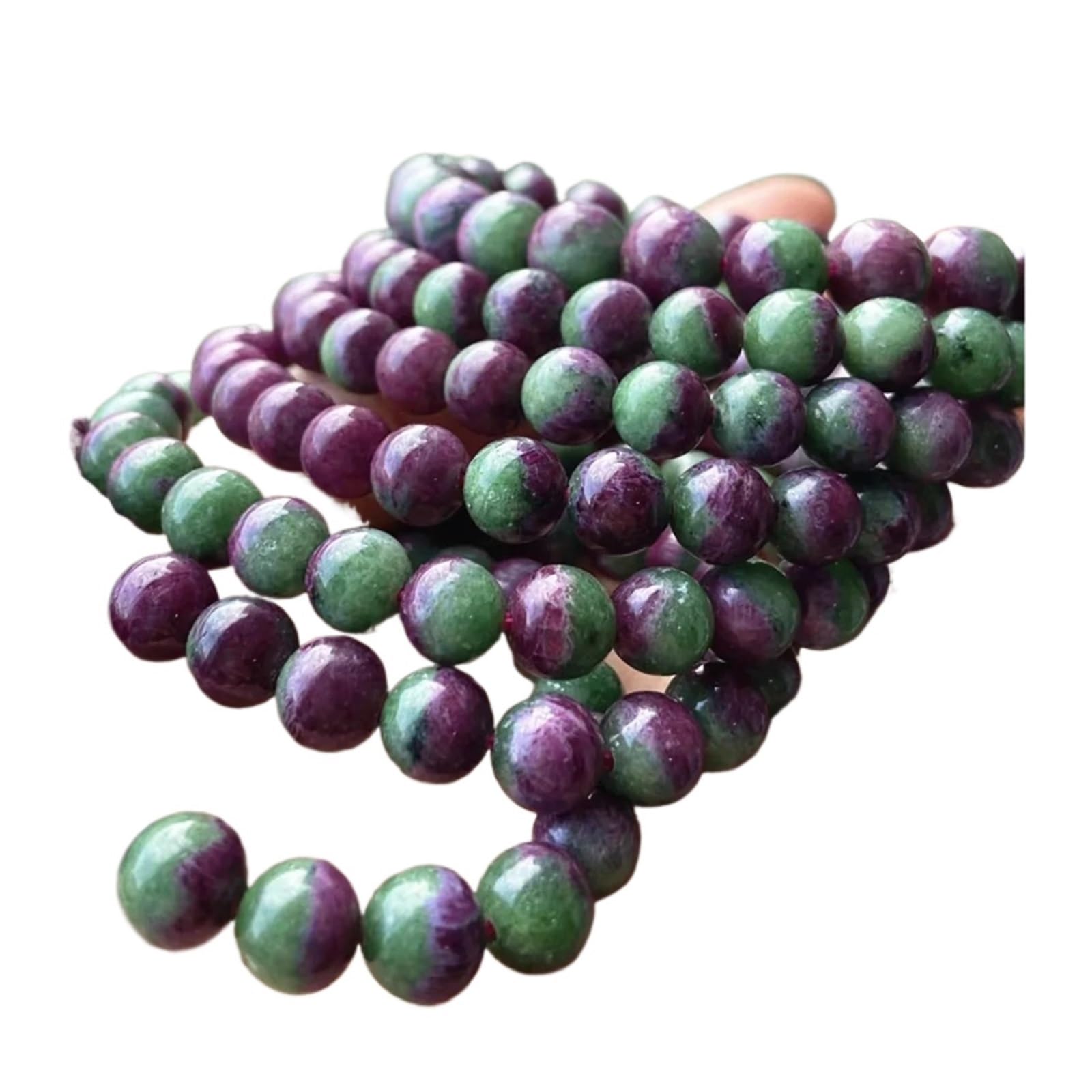 Generico Bracciale con perline rotonde di rubino rosso naturale, pietra preziosa, elasticizzata, gioielli da donna, uomo, AAAAA