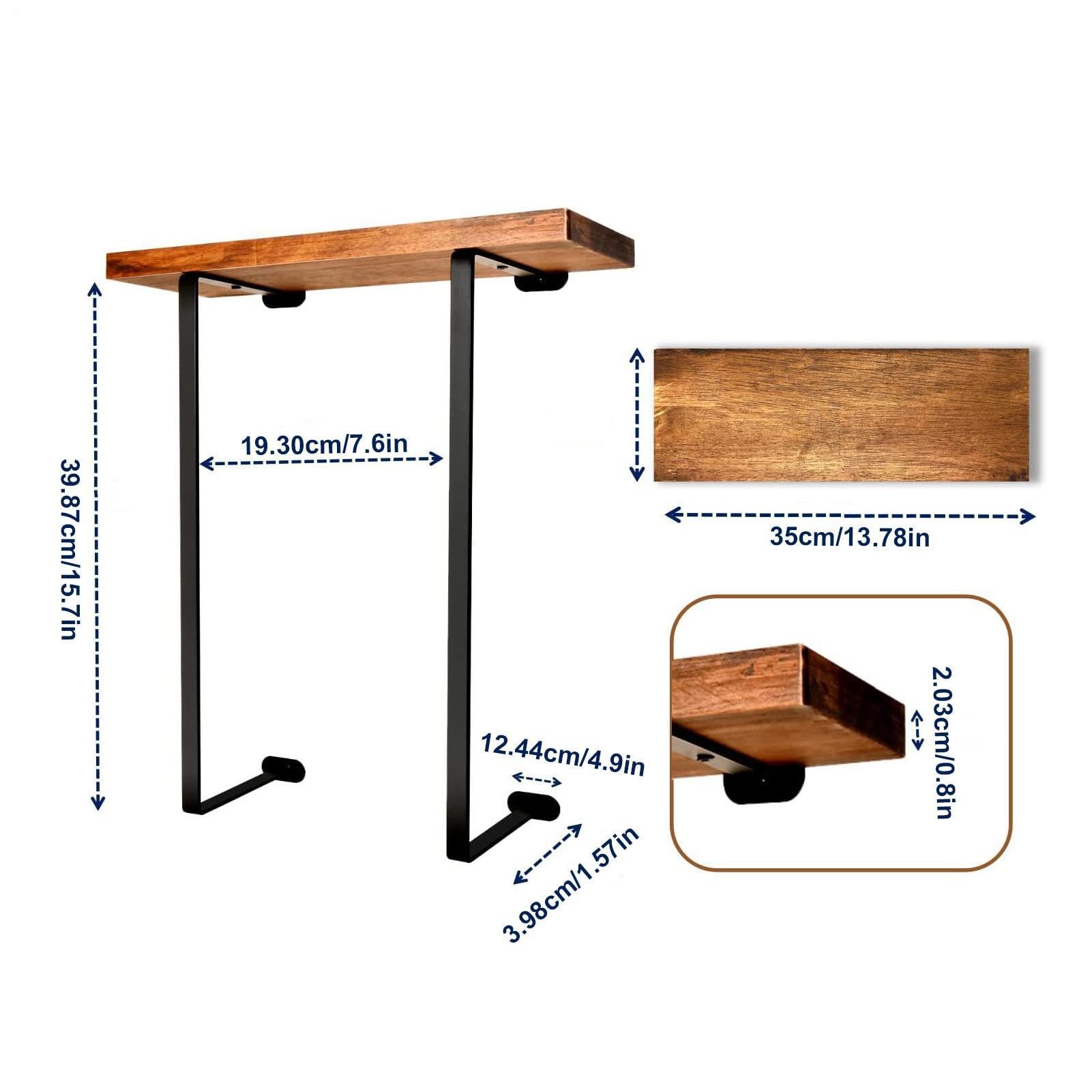 Mensola a parete - 15,7 x 7,8 x 5,9 pollici Supporto in ferro robusto | tavole di legno resistenti | Capacità di peso di 40 kg Previene perdite goccioline Struttura sicura Bagno doccia Attrezzature