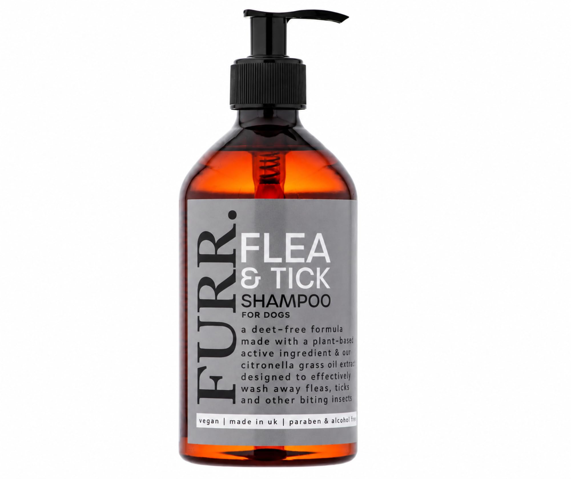 Furr Flea Shampoo for Dogs 500ml Tick and Mite Dog Treatment, Suitable for Smelly Puppies from 6 Weeks, Contains Neem Oil, PH Balanced, Vegan, Cruelty Free, Kills Bad Odours