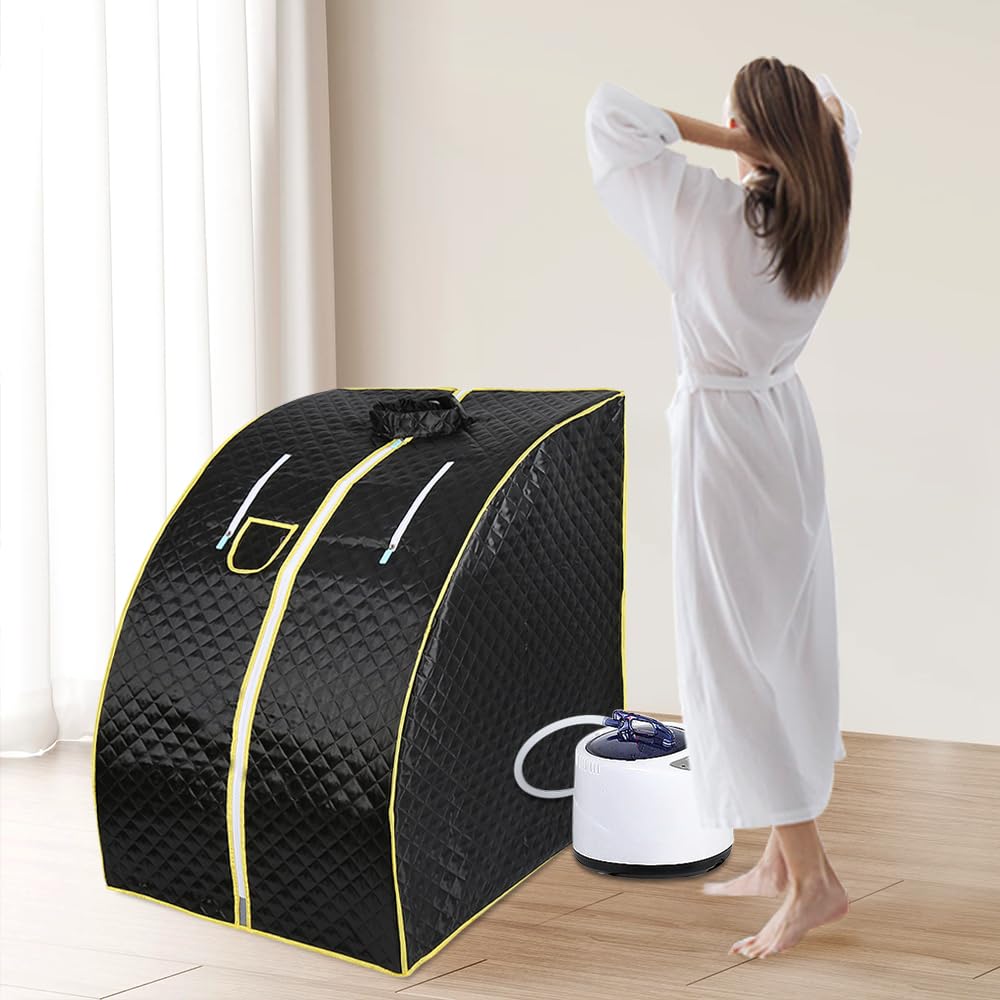 Sauna à vapeur- Tente spa Sauna Infrarouge- Boîte de Sauna Domestique Portable- Avec hammam, vapeur corporelle, cabine de sauna (L76*W88*H99cm,noir)