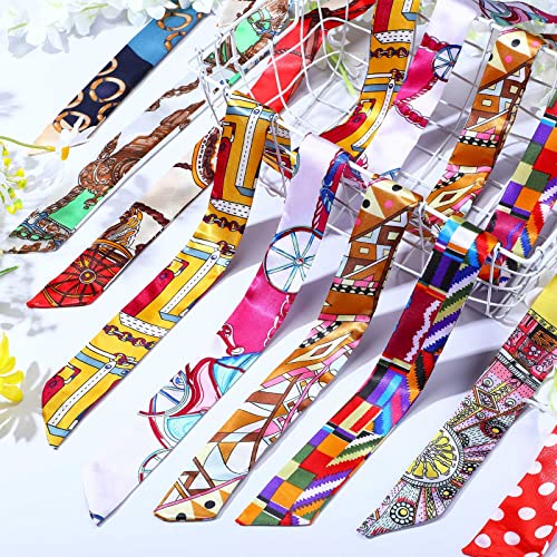 Handepo 60 Pcs Women Handbag Head Scarf for Women Hair Purse Scarf Handle Ribbon Satin Head Neckerchief Silk Headband3