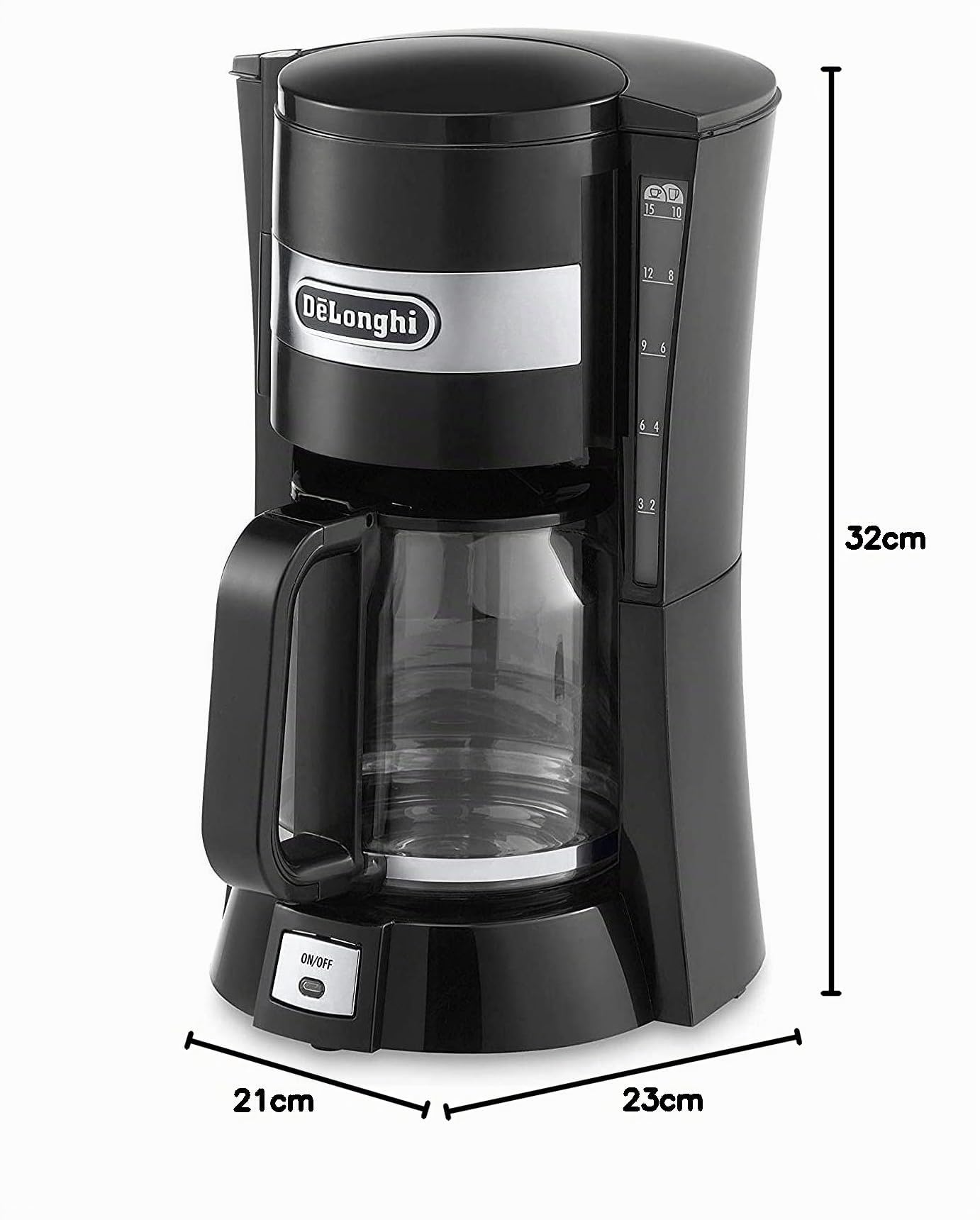 De'Longhi ICM15210.1 Cafetera de goteo para 10 tazas, 900 W, 1.25 L, acero inoxidable, negro