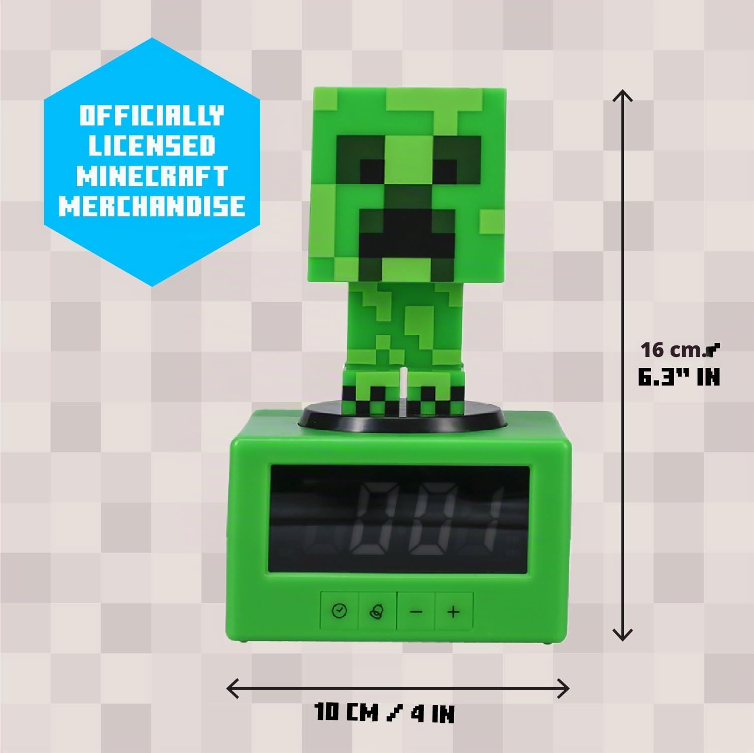 Paladone Minecraft Creeper Icon Wecker - Creeper Glow-Modus & Nachtlicht - Batteriebetrieben - Kinderwecker für Jungen & Minecraft Fuchs Leuchte, Mehrfarbig, Estándar