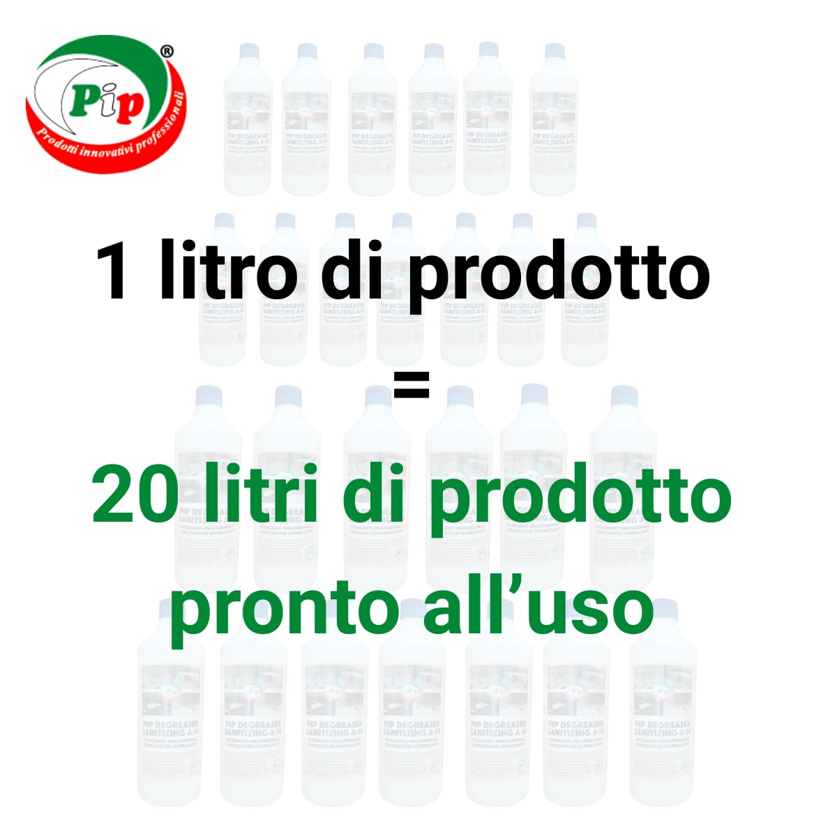 PIP Sgrassatore Professionale Igienizzante Degreaser Sanitizing A-54, Concentrato 10 Litri Pari a 200 Litri di Prodotto Pronto Uso, per Idropulitrici Macchine a Vapore Pulizia Superfici Dure