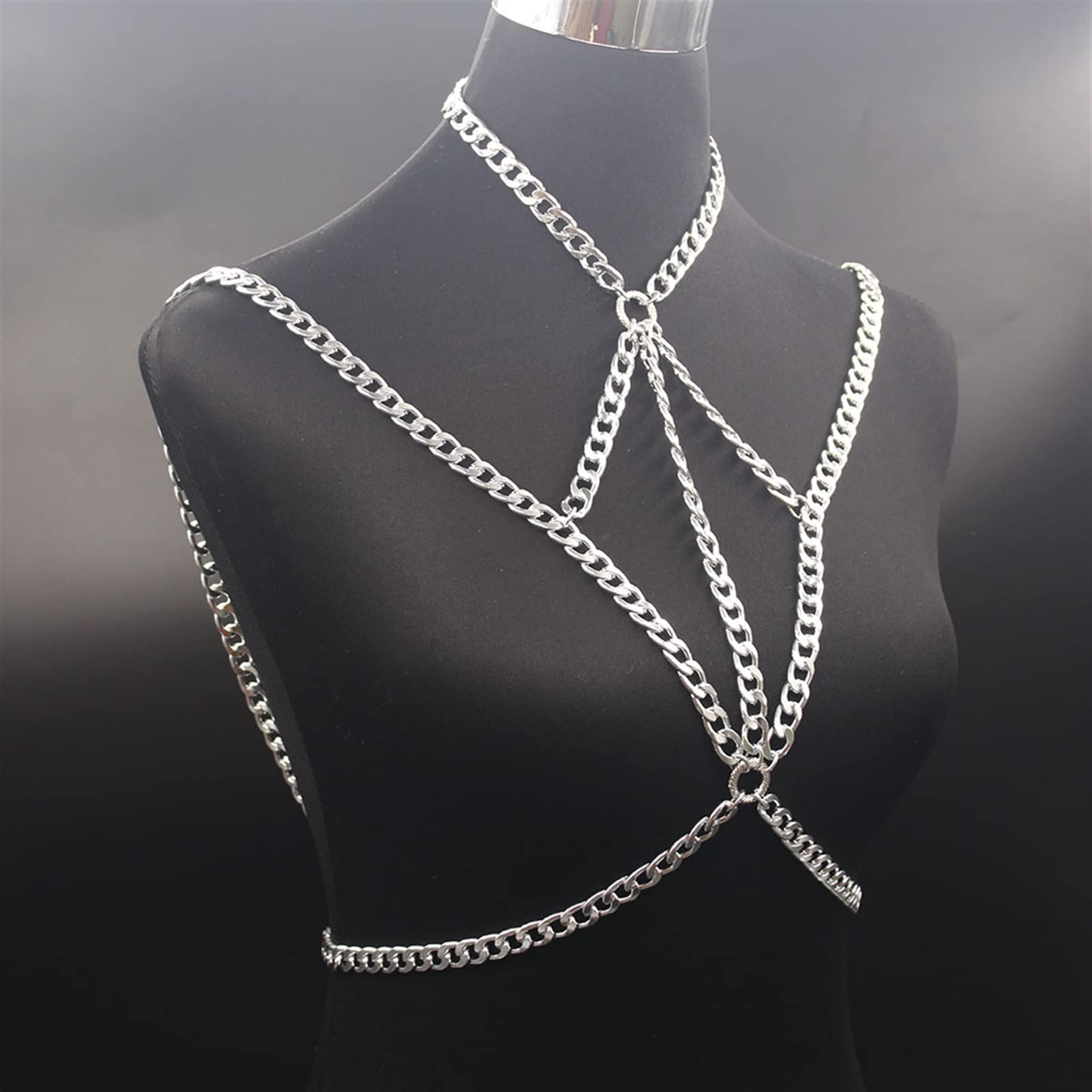 Modische Körperkette, Sommer-Gold-Körperkette, Glieder-BH, klobige Bikini-Kette, Halsketten, Frauen-Körperkette, Boho-Schmuck, Geschenkketten, Halskette (Metallfarbe: Silberfarbe) (Goldfarbe)