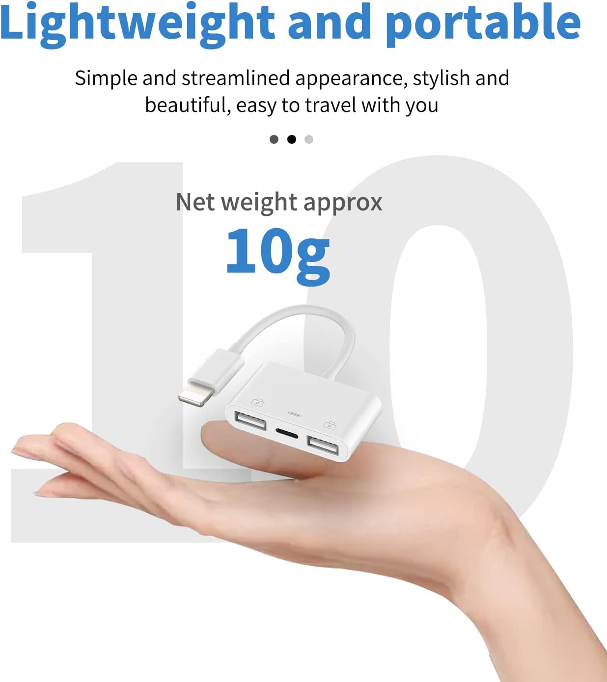 Lightning to USB Adapter OTG Cable Connector for iPhone Apple Splitter 13 12 11 mini Pro Max X Xs Ipad Male Converter and Charger Charge Female Port Camera Keyboard Mouse Adaptador para HUB Charging