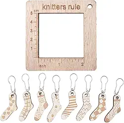 Colaxi Régua de tricô, marcador de tecido, fivela, arte artesanal, removível, multifuncional, marcador de ponto de tricô para cachecol, ferramenta de, B