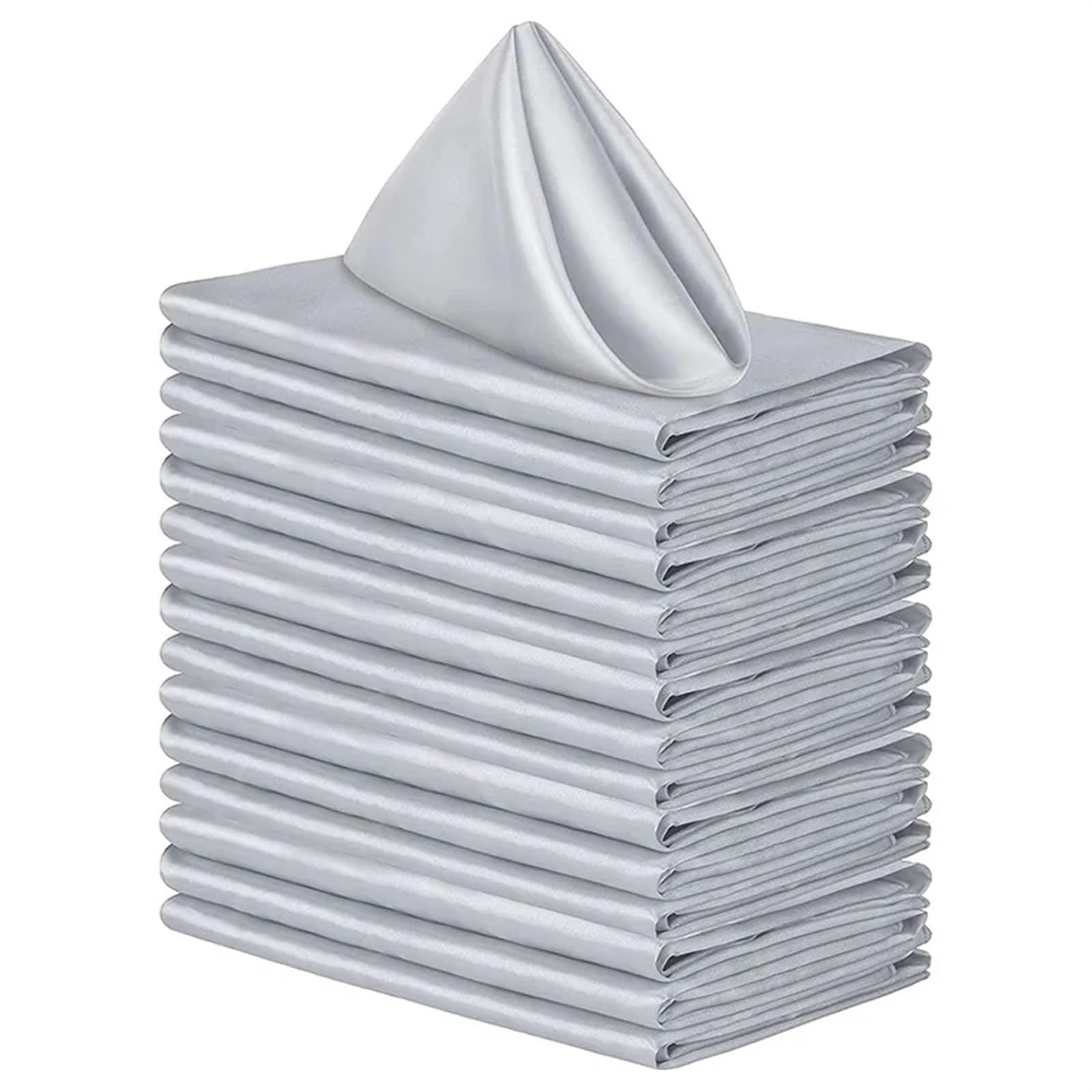 serviettes napkins 12pcs 30x30cm Hemstitched Square Napkins Satin Cocktail Napkin for Party Wedding Table Cloth Soft Kitchen Dinner for dining wedding party everyday home(12pcs gray)