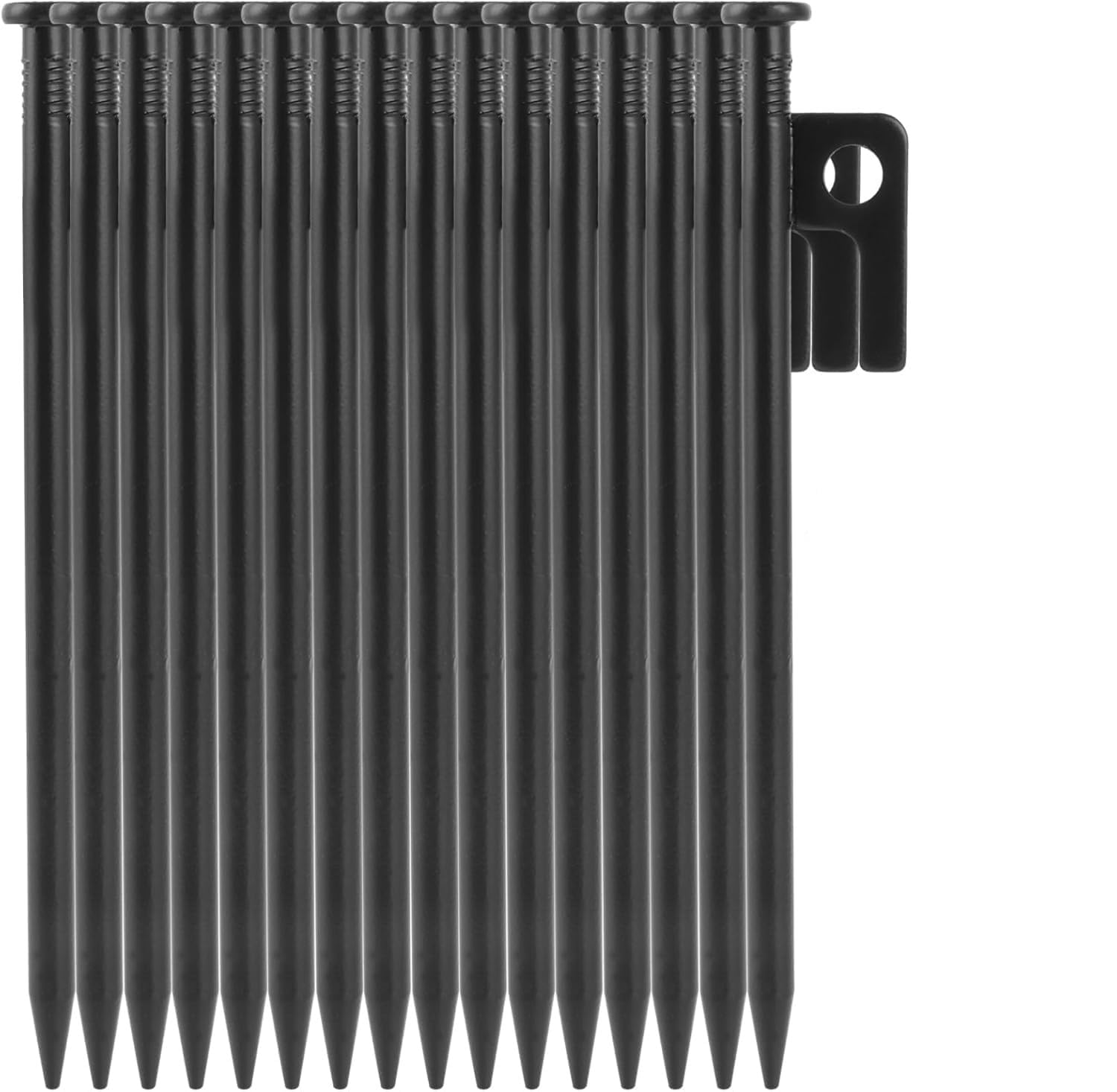 MIVIDE 20pcs Piquets de Tente en Acier, 25 cm Sardines de Fixation avec Crochets et Trou, Piquet de Fixation Robustes pour Camping, Trampolines, Randonnée